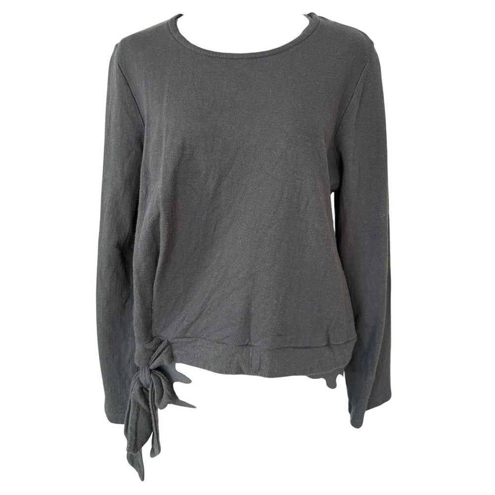 Madewell Black Long Sleeve Tie Waist Sweatshirt Top XL Minimalist Casual
